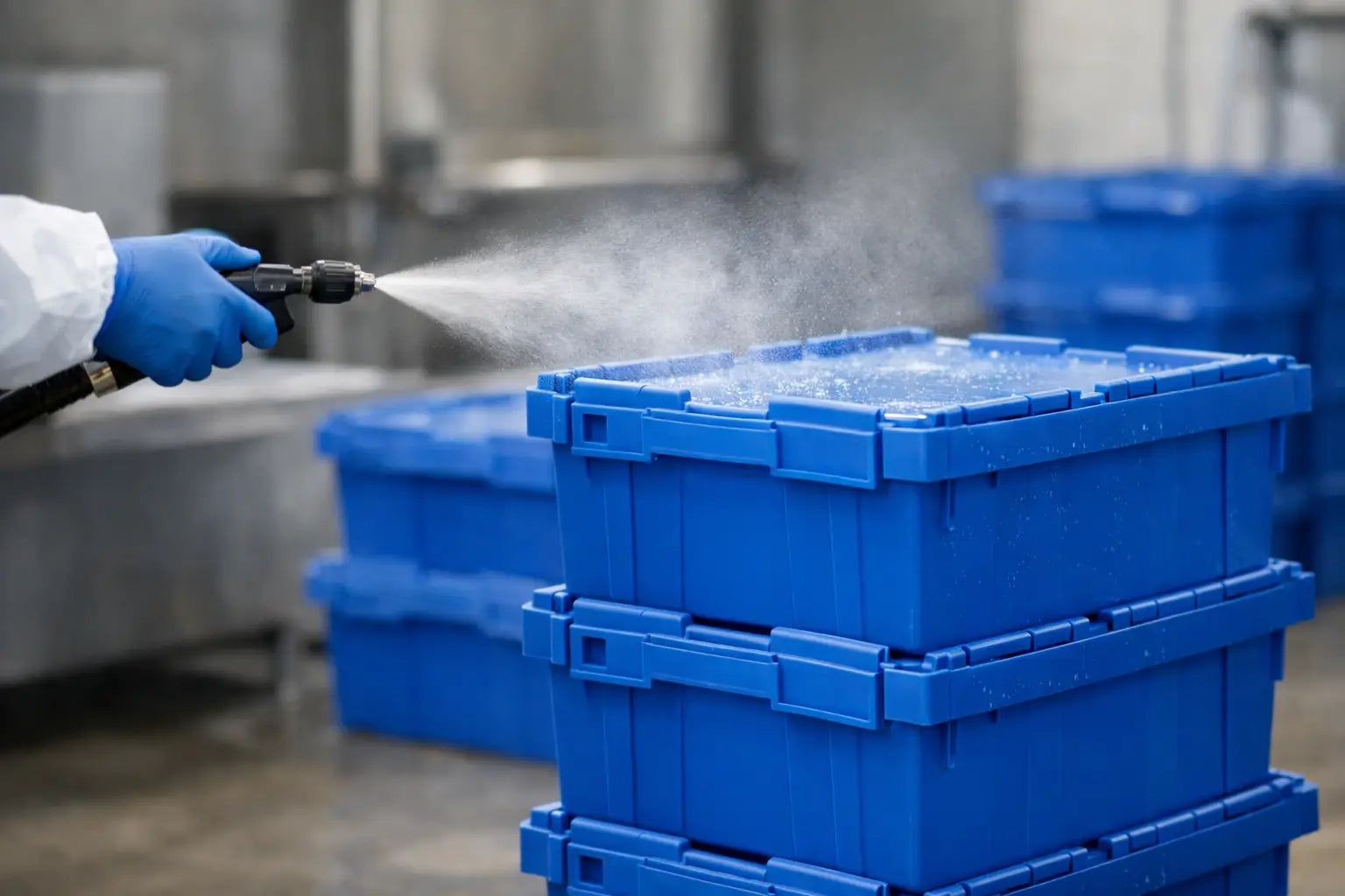 Las cajas plásticas llegan sanitizadas
