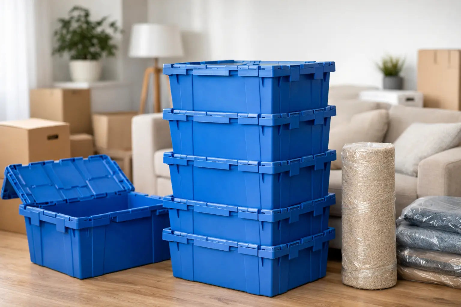 Cajas de plástico para mudanza reutilizables