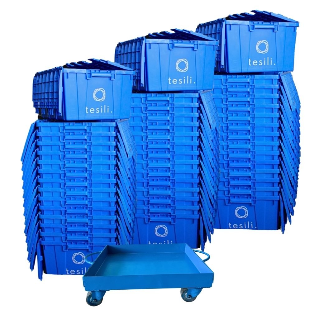 Renta de Cajas de plástico para Mudanza de Oficina 41 a 50 empleados Paquete 5 - Renta Cajas Tesili